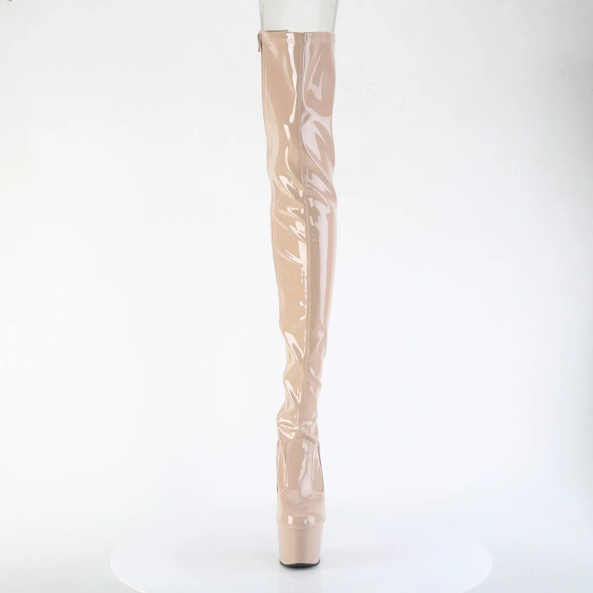 ADORE-3850 Pleaser Nude Patent Pole Dancing Thigh High Boots