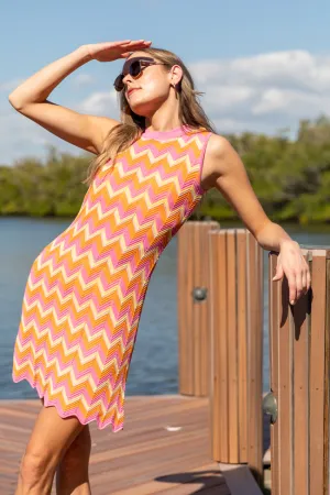 Beach Bound Multi Chevron Knit Dress