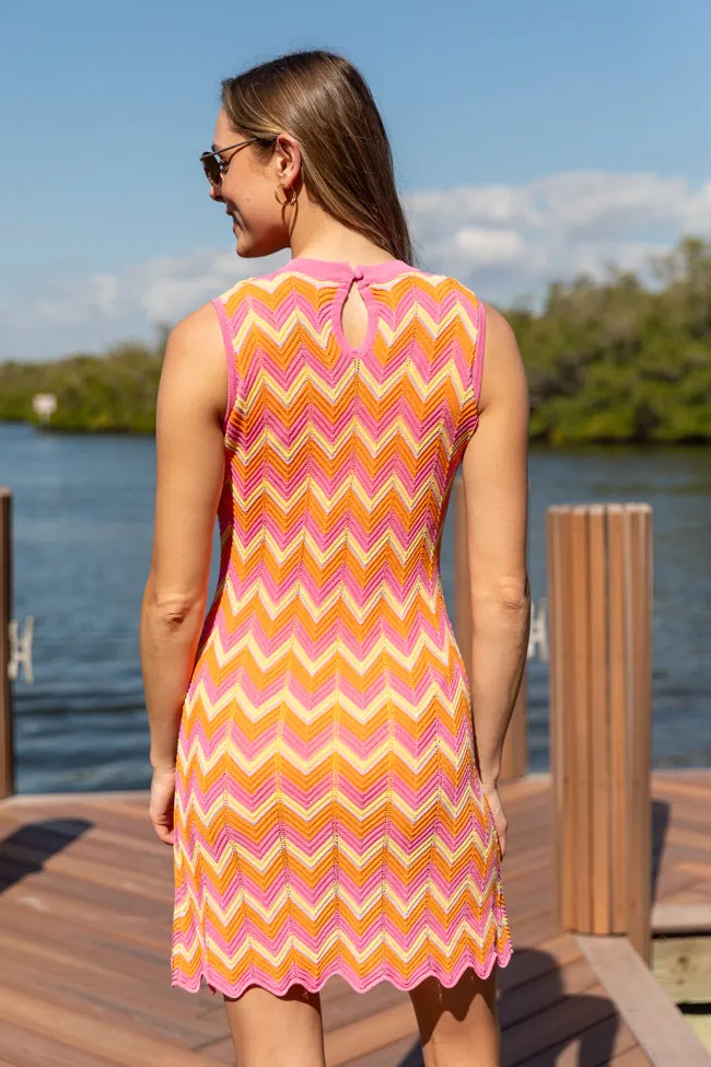 Beach Bound Multi Chevron Knit Dress