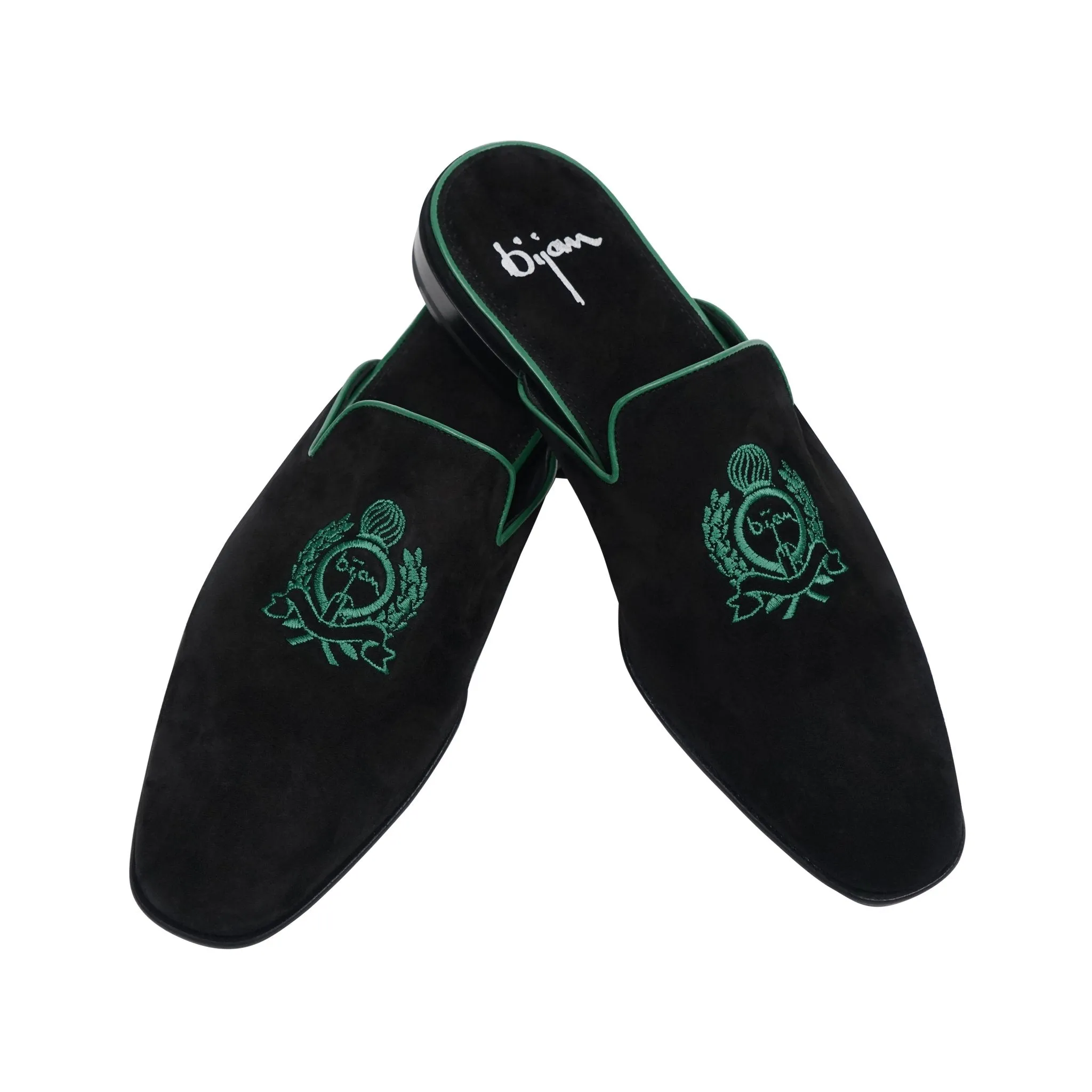 Black and Teal Slip On Suede Loafer