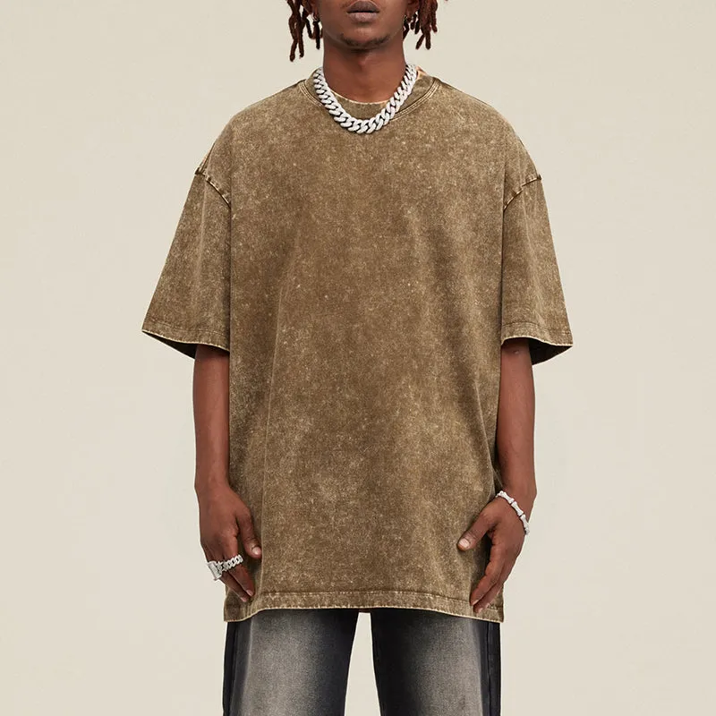 Blavra Unisex Oversized Essentials Vintage Acid Washed Cotton T-Shirt