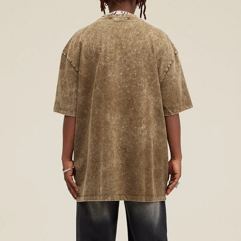 Blavra Unisex Oversized Essentials Vintage Acid Washed Cotton T-Shirt