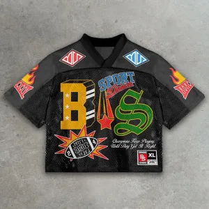 Blavra Vintage Sport 88 Graphics Blokette Blokecore Jerseychic V-Neck T-Shirt