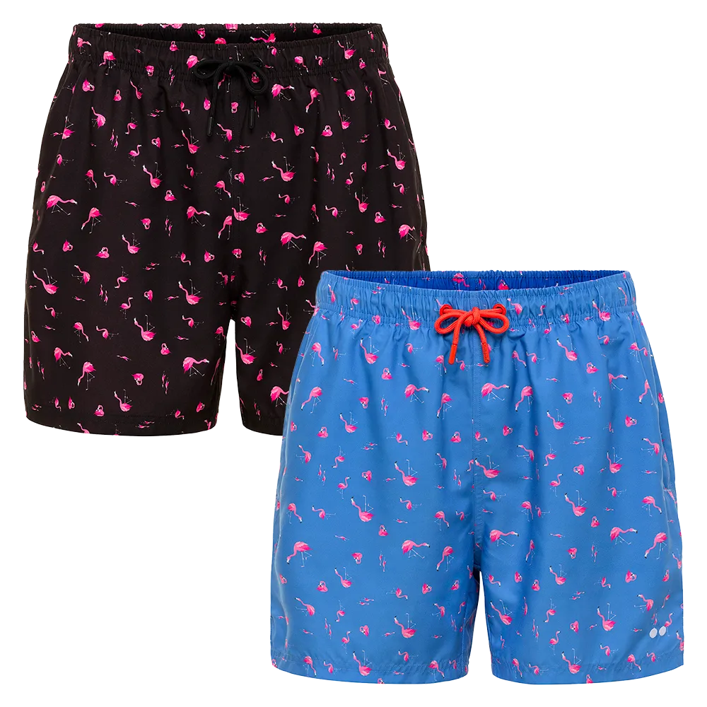 Blue & Black Flamingo Trunks Bundle