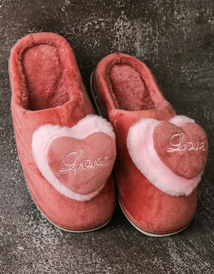 Brauch Women's Pink Love Heart Fur Winter Slippers