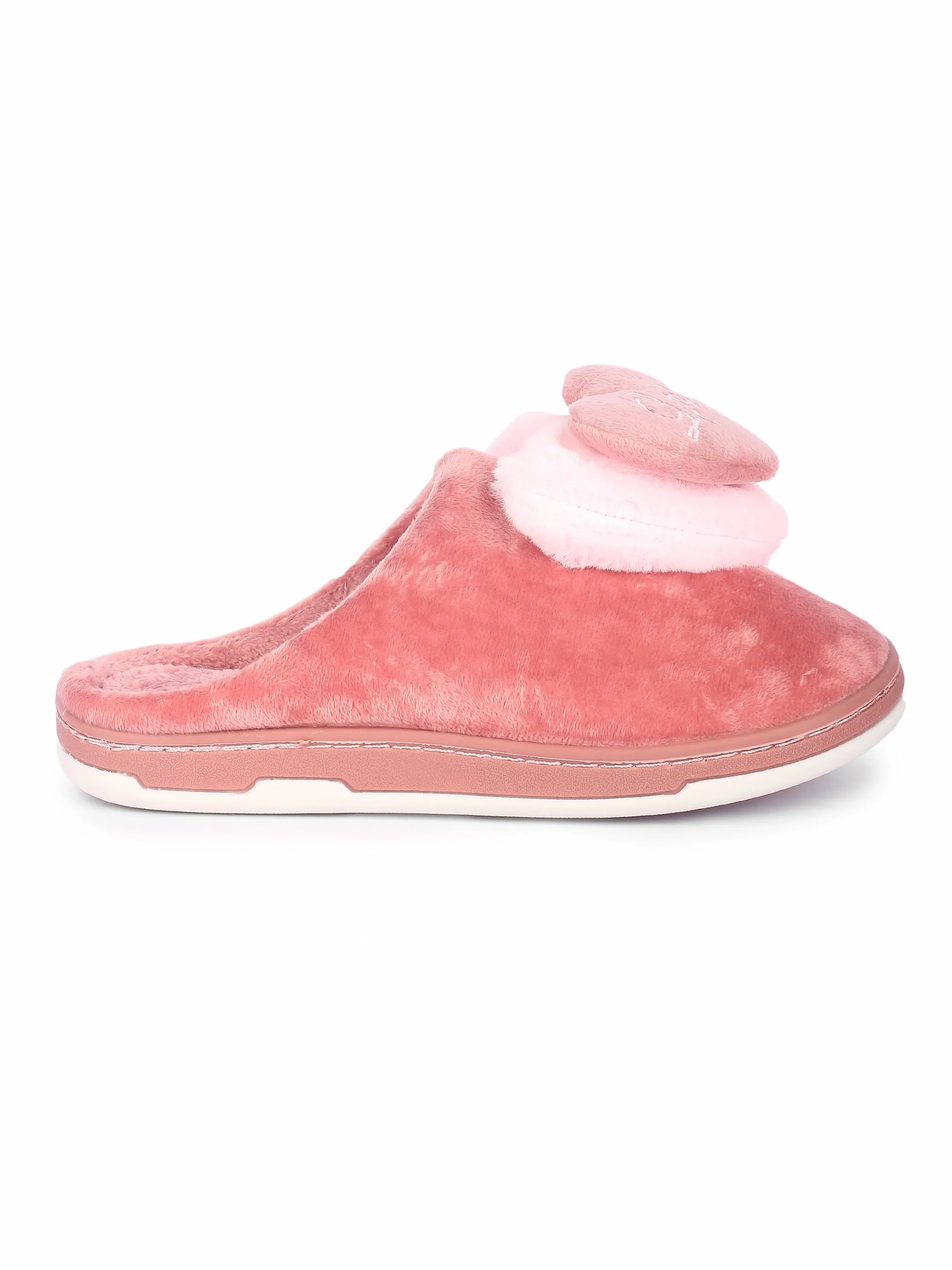 Brauch Women's Pink Love Heart Fur Winter Slippers