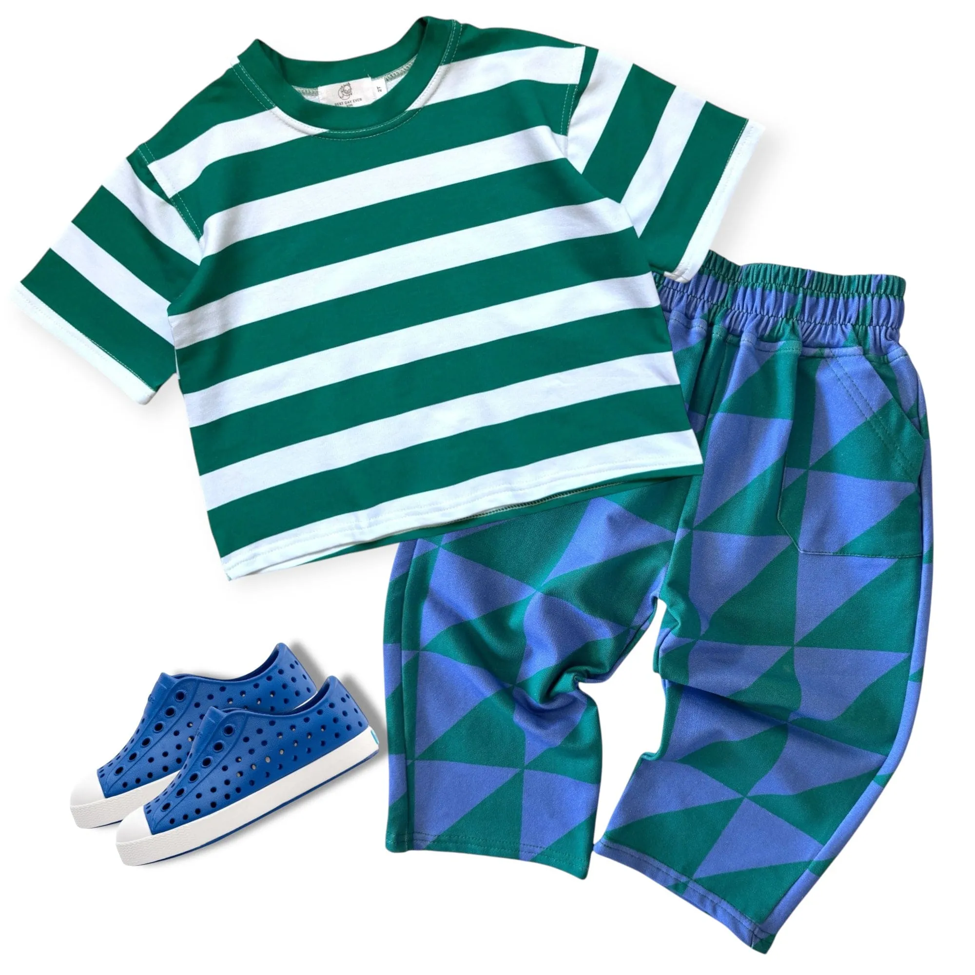 Chunky Green Striped Oversized Tee