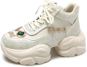 Chunky Sneakers for Women Fashion Sparkling Rave Platform Thick Sole Dad Shoes