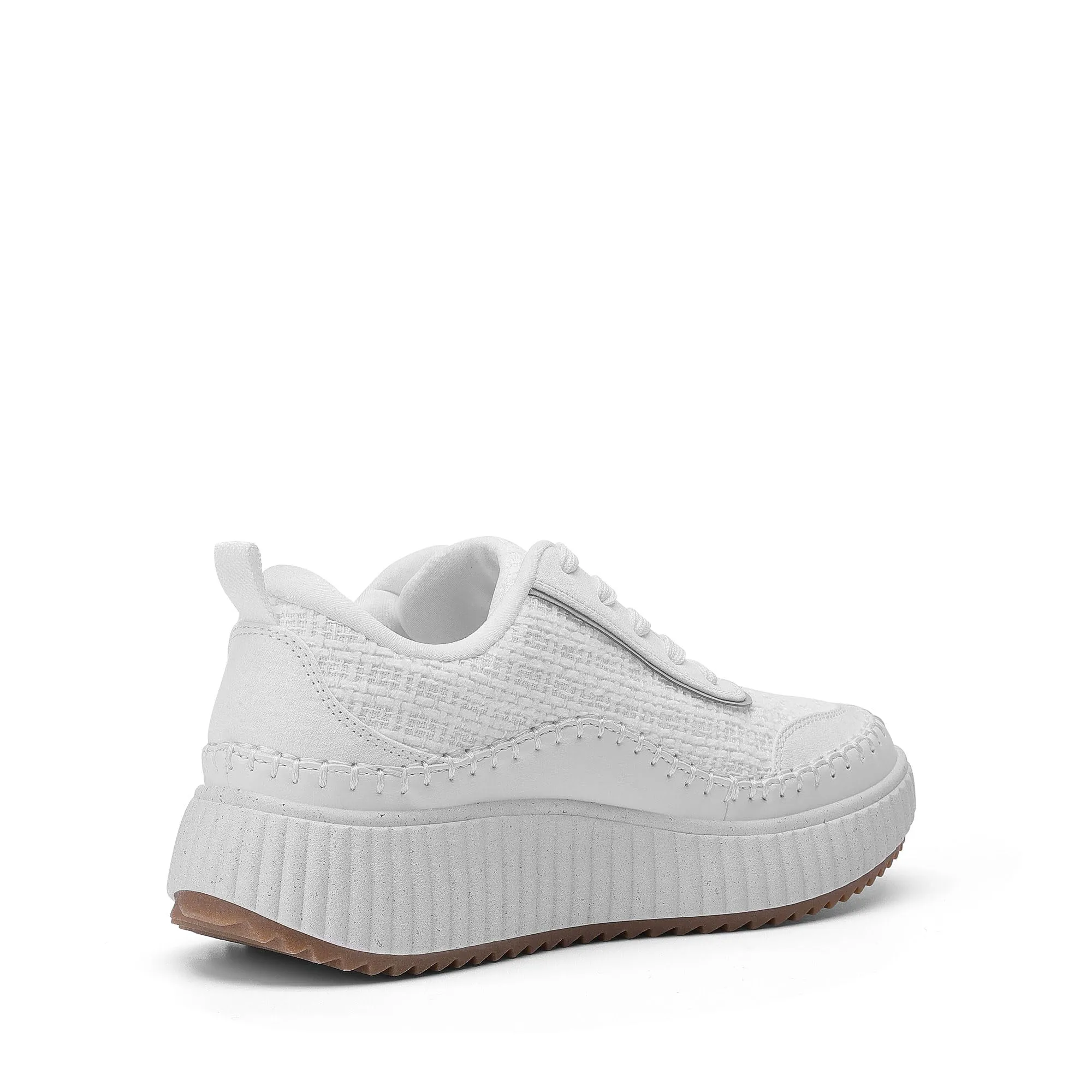 DREAM PAIRS Women Chunky City Tweed Comfortable Casual Platform Fashion Sneaker,Size 6,White,SDFN2379W