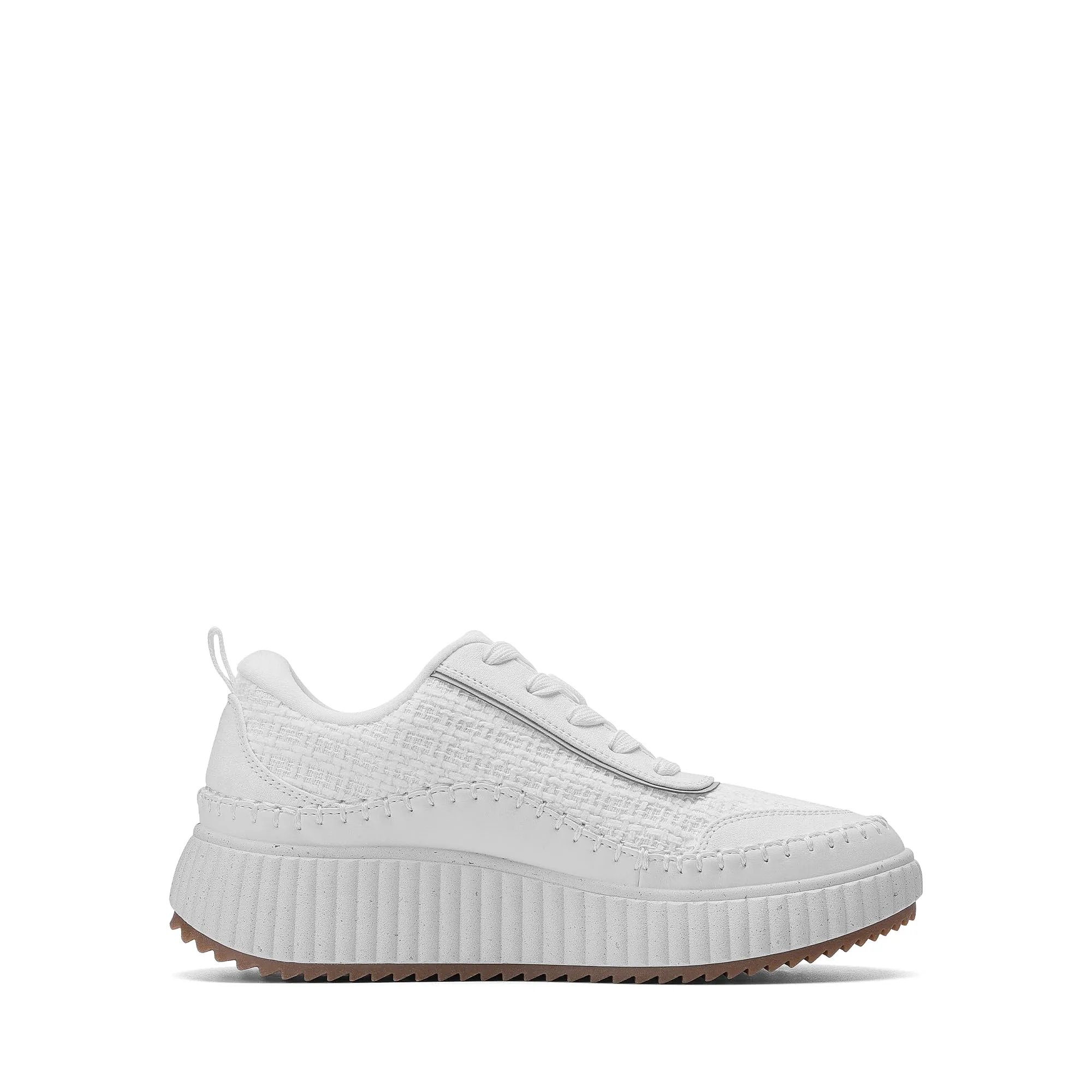 DREAM PAIRS Women Chunky City Tweed Comfortable Casual Platform Fashion Sneaker,Size 6,White,SDFN2379W