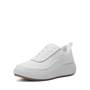 DREAM PAIRS Women Chunky City Tweed Comfortable Casual Platform Fashion Sneaker,Size 6,White,SDFN2379W