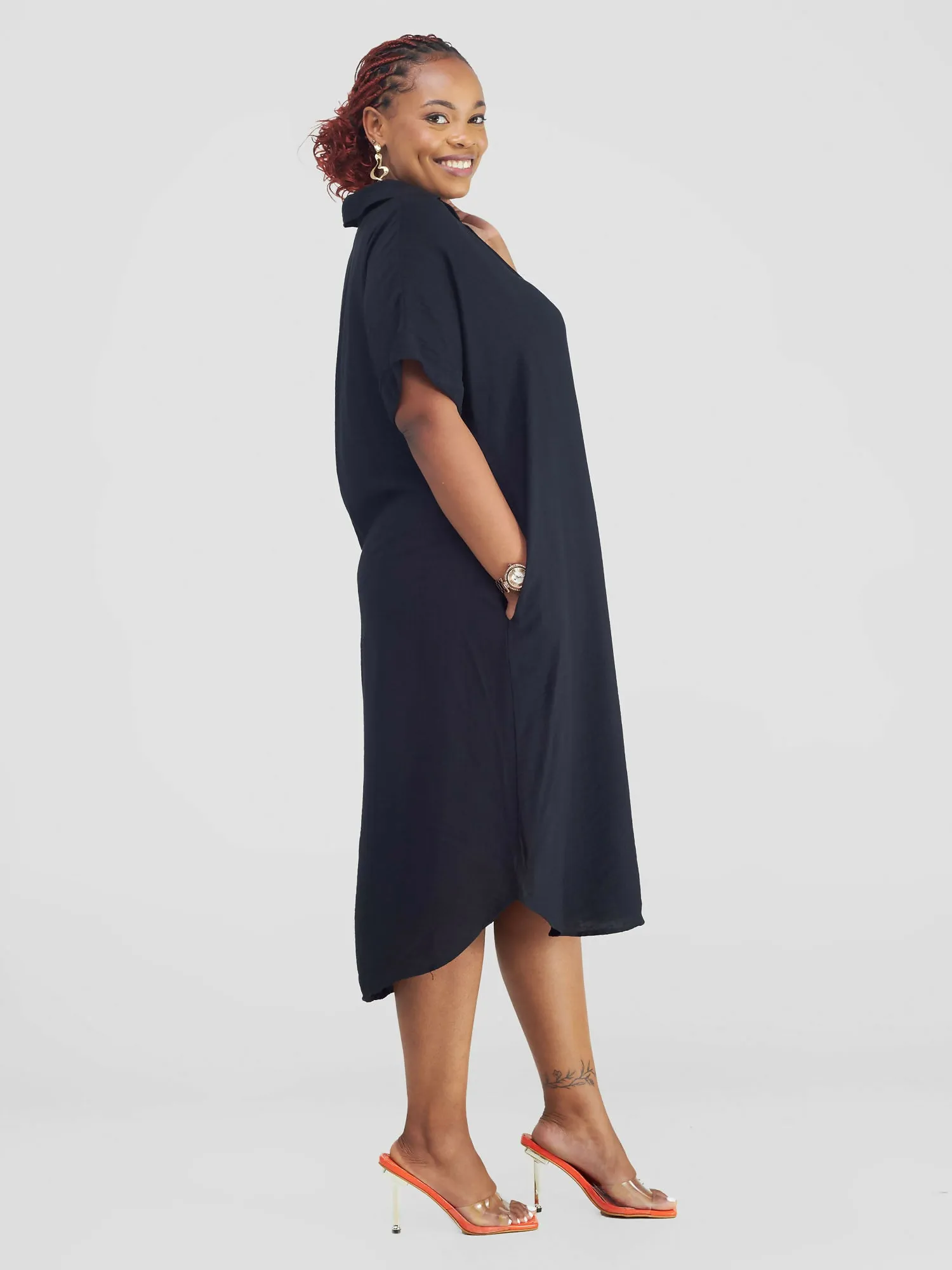 Kaia Shirt Dress - Black