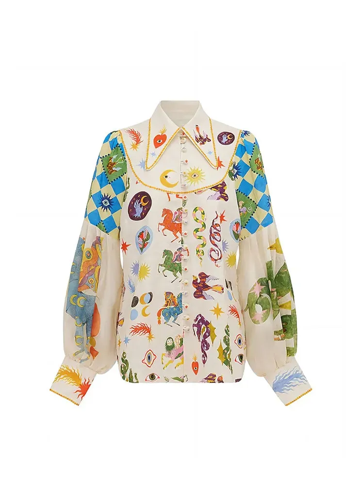 Lady Glams Graffiti Print Shirt - Casual Style for a Stylish Summer