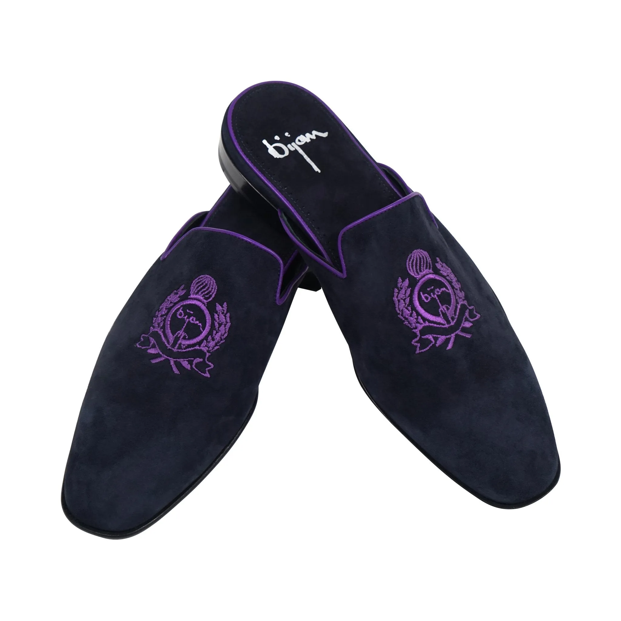 Navy and Purple Slip On Suede Loafer