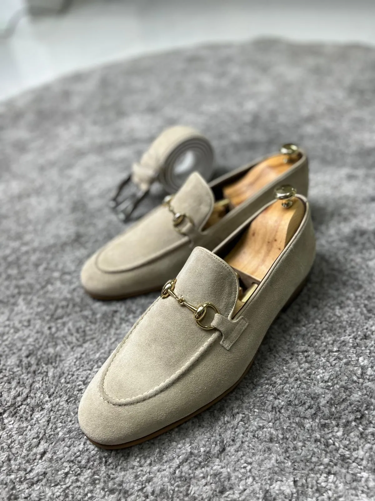 Rava Suede Beige Loafers
