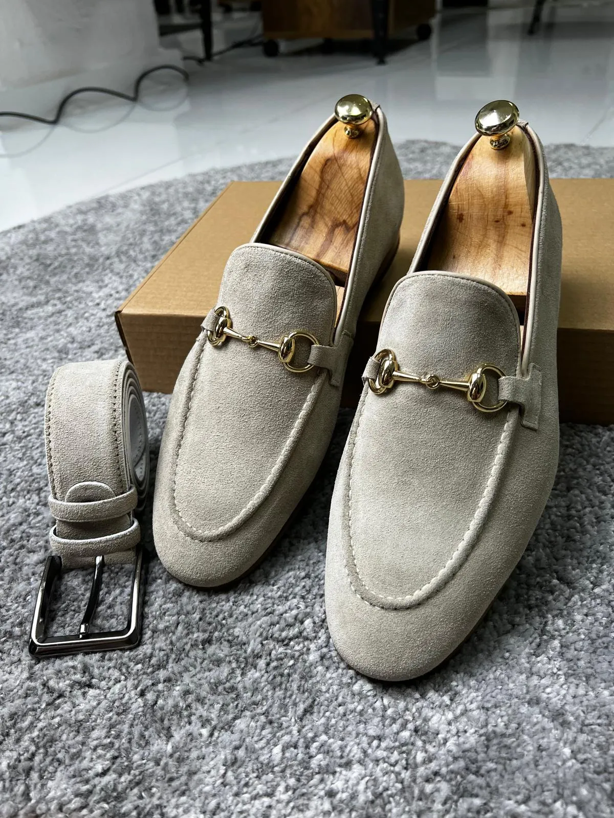 Rava Suede Beige Loafers