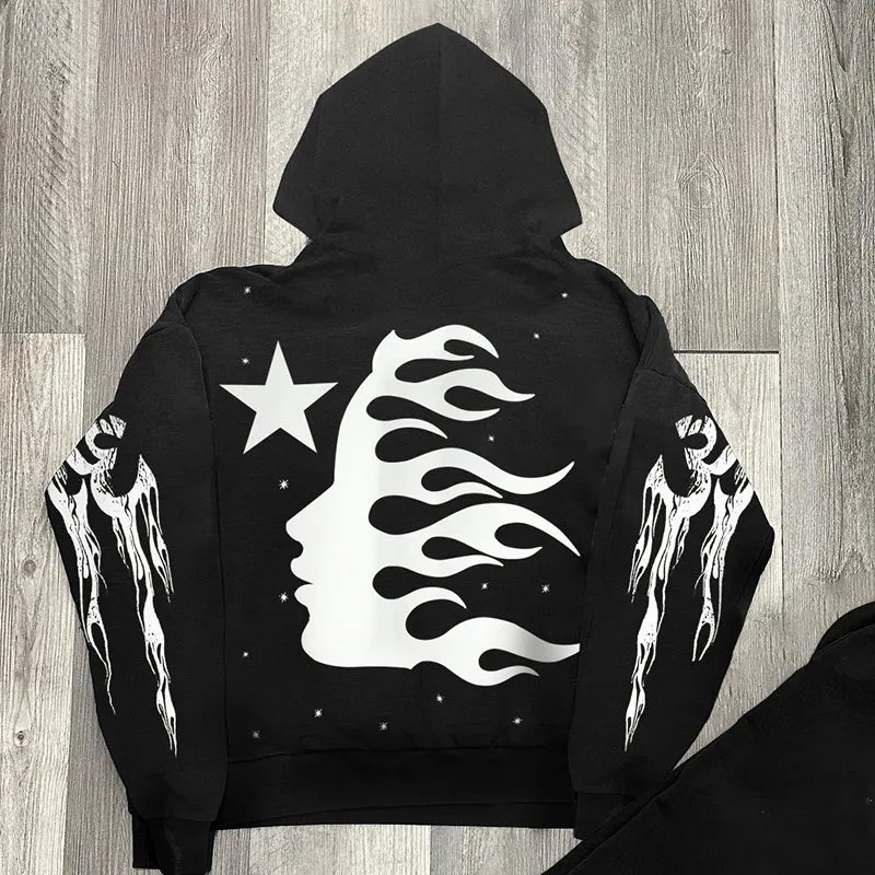Relaxed Vintage Unisex Fashion Street Hip Hop Oversized Zip Up Hoodie