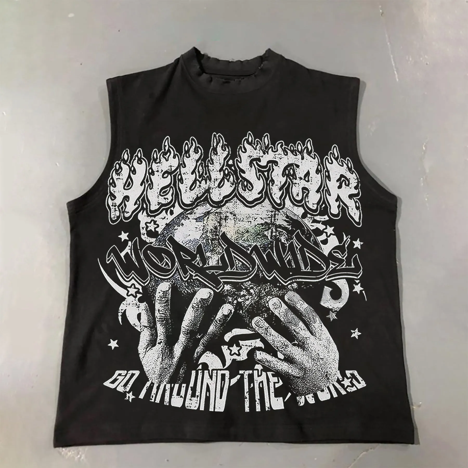 Retro Worldwide Graphic Cotton Casual Tank Top