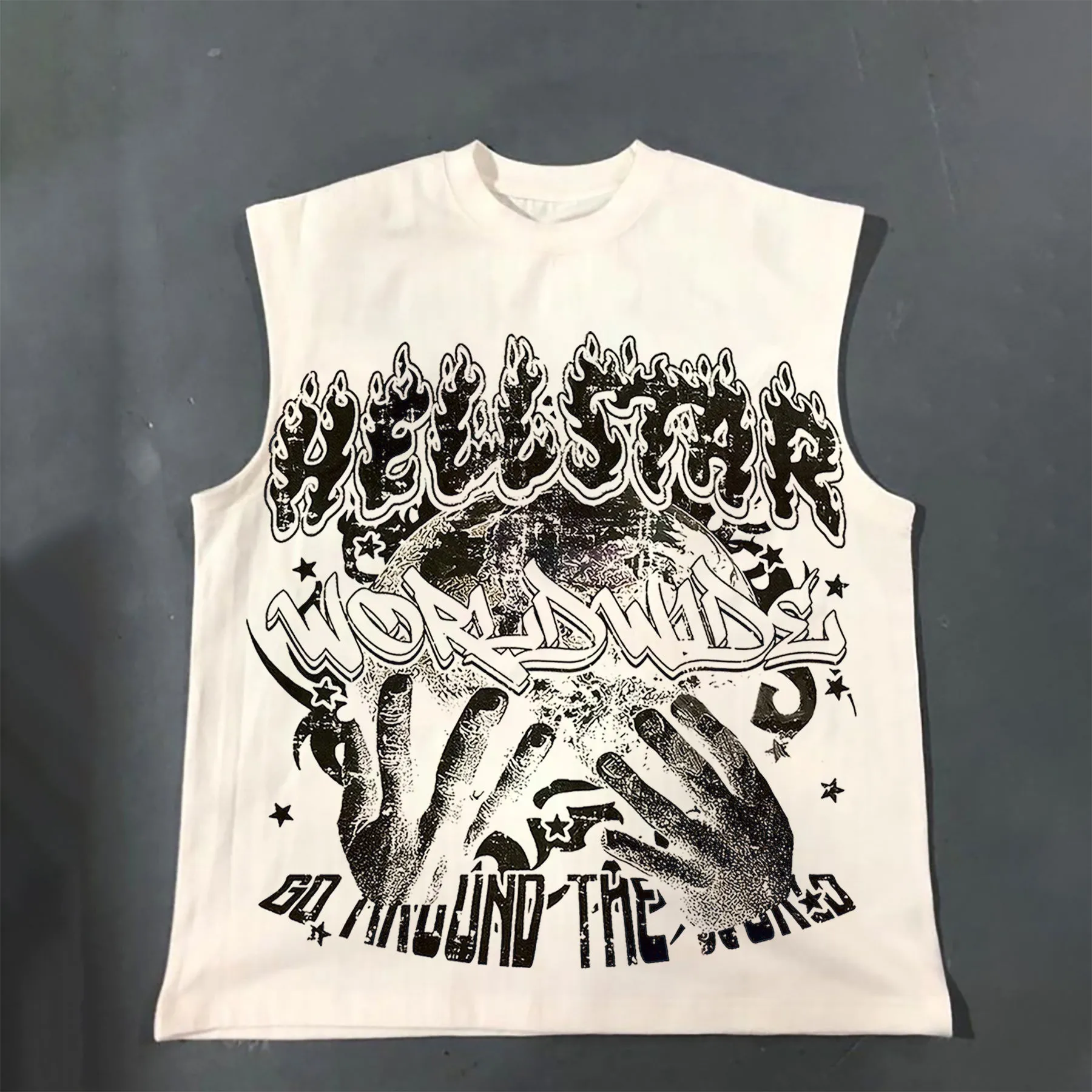 Retro Worldwide Graphic Cotton Casual Tank Top