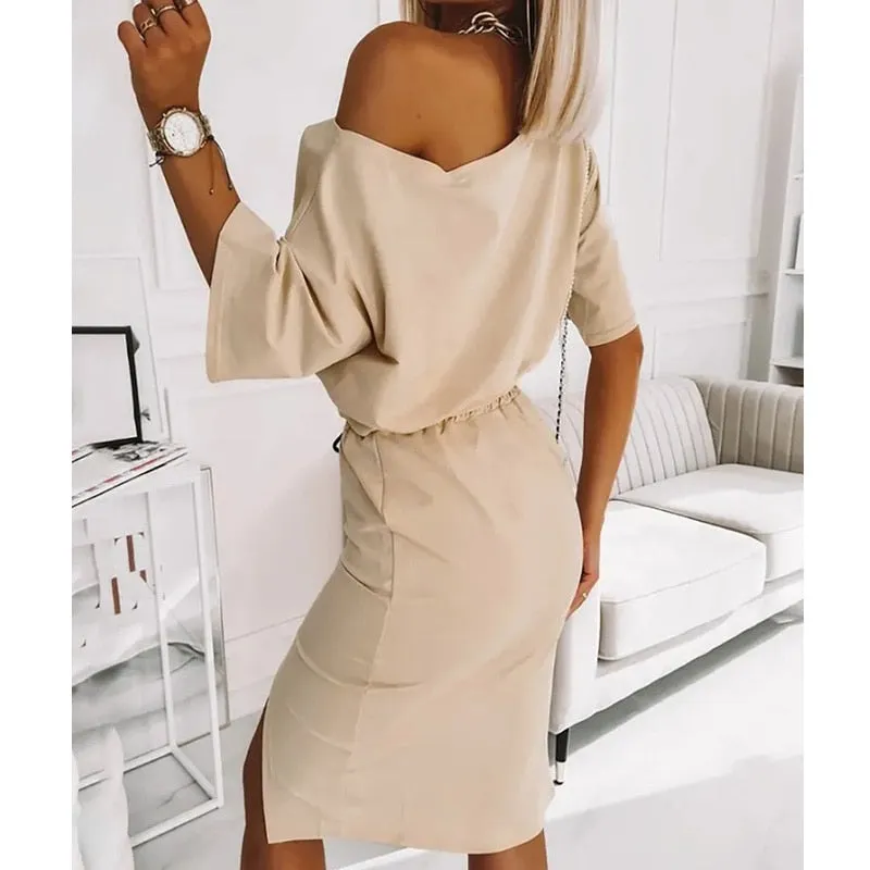 Sarah's Street Chic Set: Letter Print Top & Slit Skirt Combo