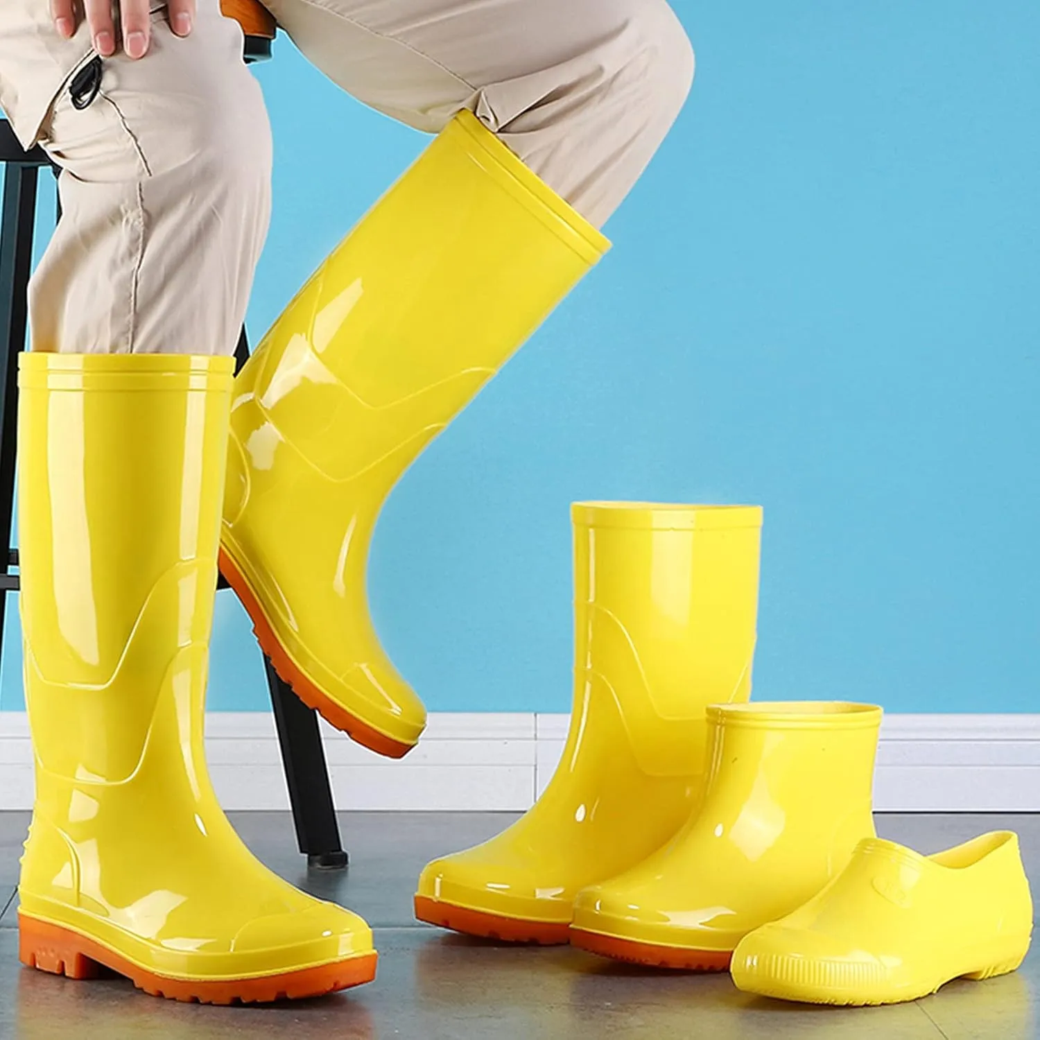 Women's Mid Calf Rain Boots Solid Color Waterproof Rubber Boots Short Garden Shoes Comfy Walking Boots Hunting Boots