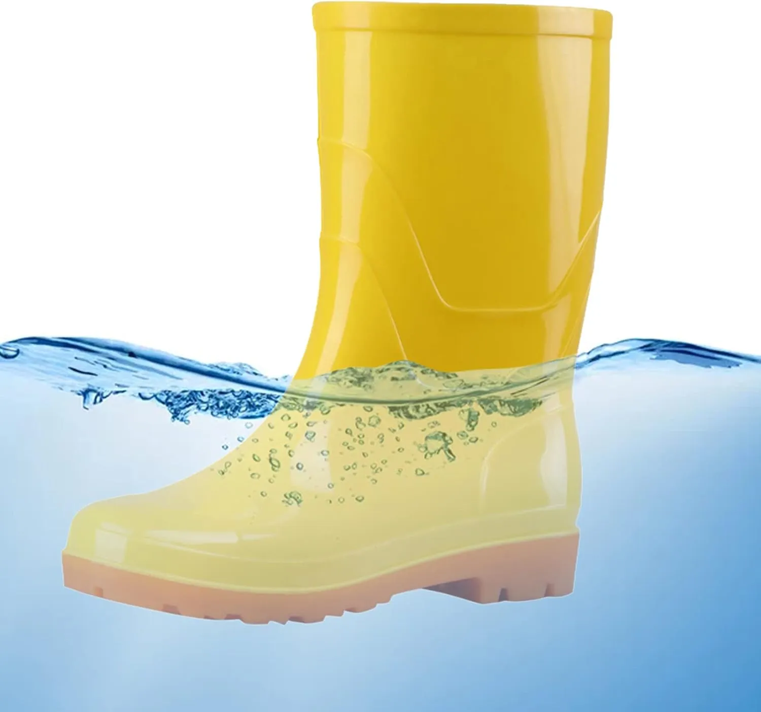 Women's Mid Calf Rain Boots Solid Color Waterproof Rubber Boots Short Garden Shoes Comfy Walking Boots Hunting Boots
