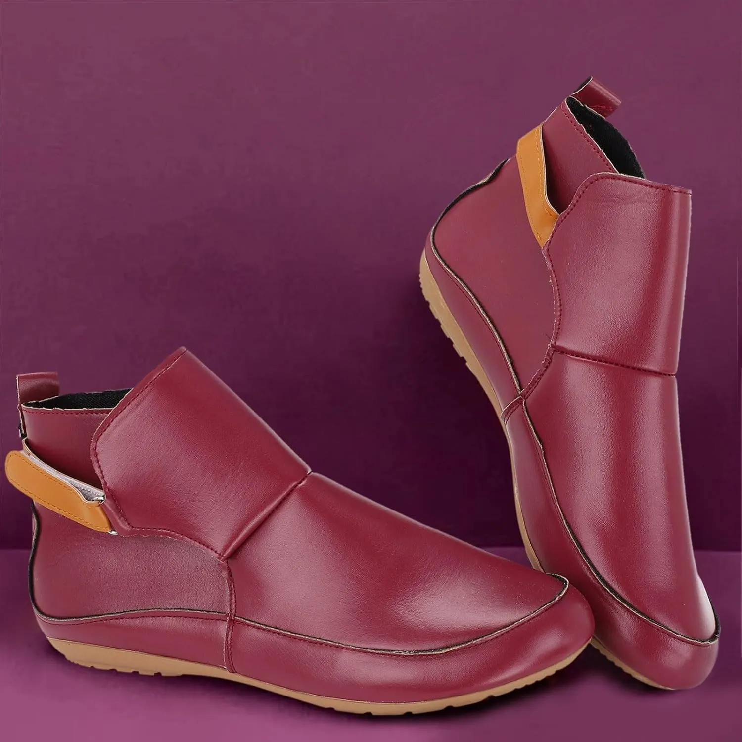 Womens Winter Boots Ankle Brown Booties Women Oxford Boots for Women Ankle Bootie for Women Low Heel Comfy Soft Cover Heel Cut Out Chunky Stacked Heel Slip on
