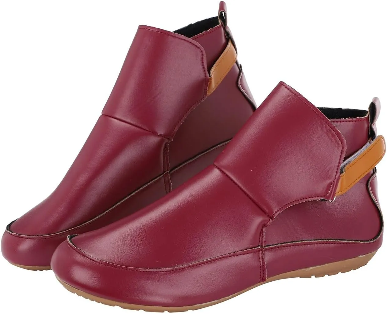 Womens Winter Boots Ankle Brown Booties Women Oxford Boots for Women Ankle Bootie for Women Low Heel Comfy Soft Cover Heel Cut Out Chunky Stacked Heel Slip on